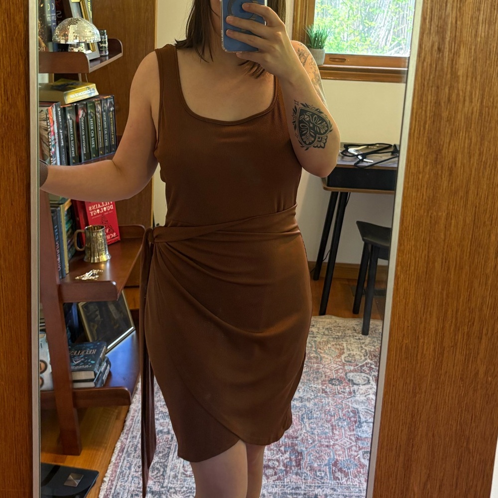 Elegant Brown Wrap Dress